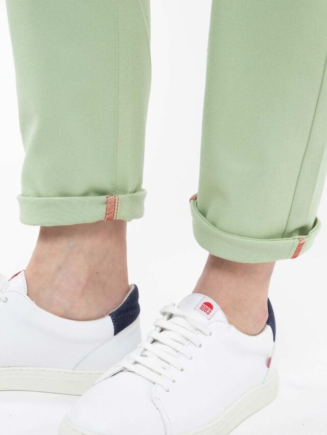 1083 - CHINO AJUSTE 263N coton bio filidenim flex uni vert amande Femme