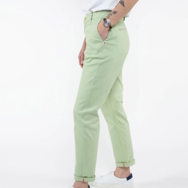 1083 - CHINO AJUSTE 263N coton bio filidenim flex uni vert amande Femme