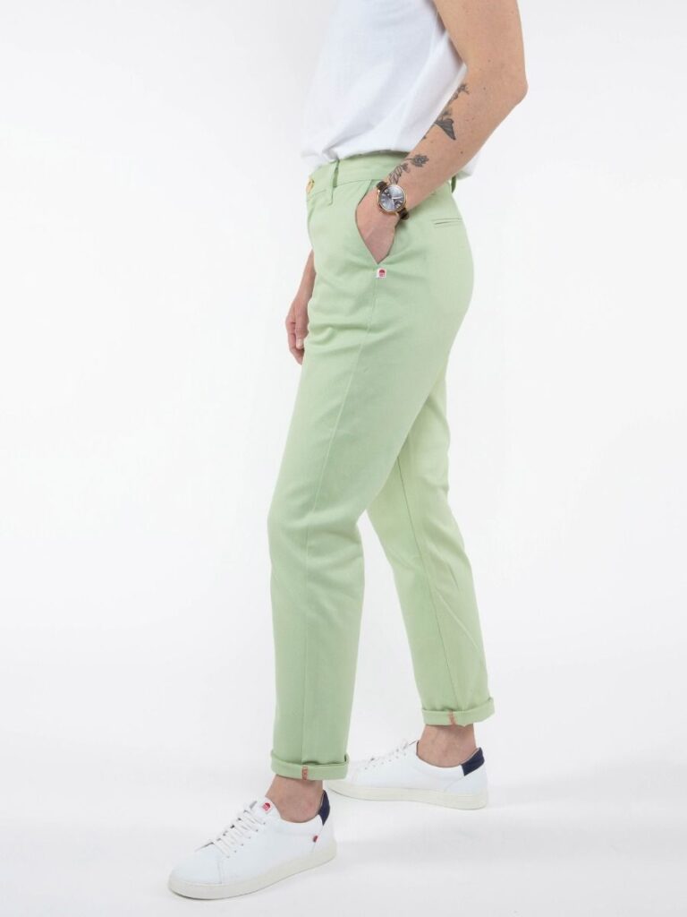 1083 - CHINO AJUSTE 263N coton bio filidenim flex uni vert amande Femme