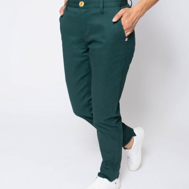 1083 - CHINO AJUSTE 263N coton bio filidenim flex uni vert emeraude Femme