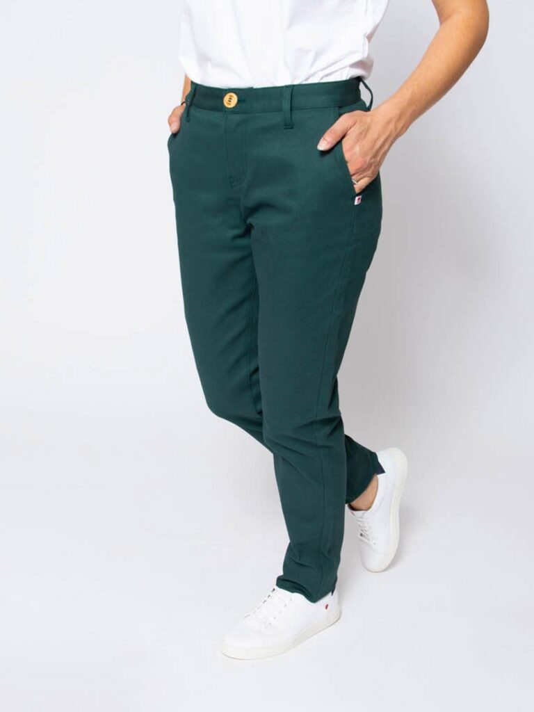 1083 - CHINO AJUSTE 263N coton bio filidenim flex uni vert emeraude Femme