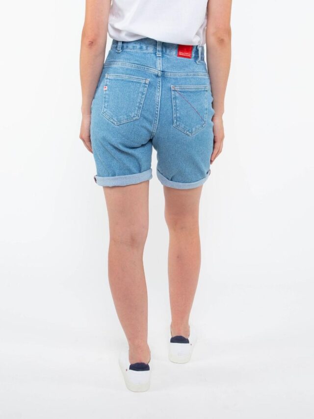 1083 - SHORT LONG 271H DROIT DELAVE taille haute coton bio indigo clair