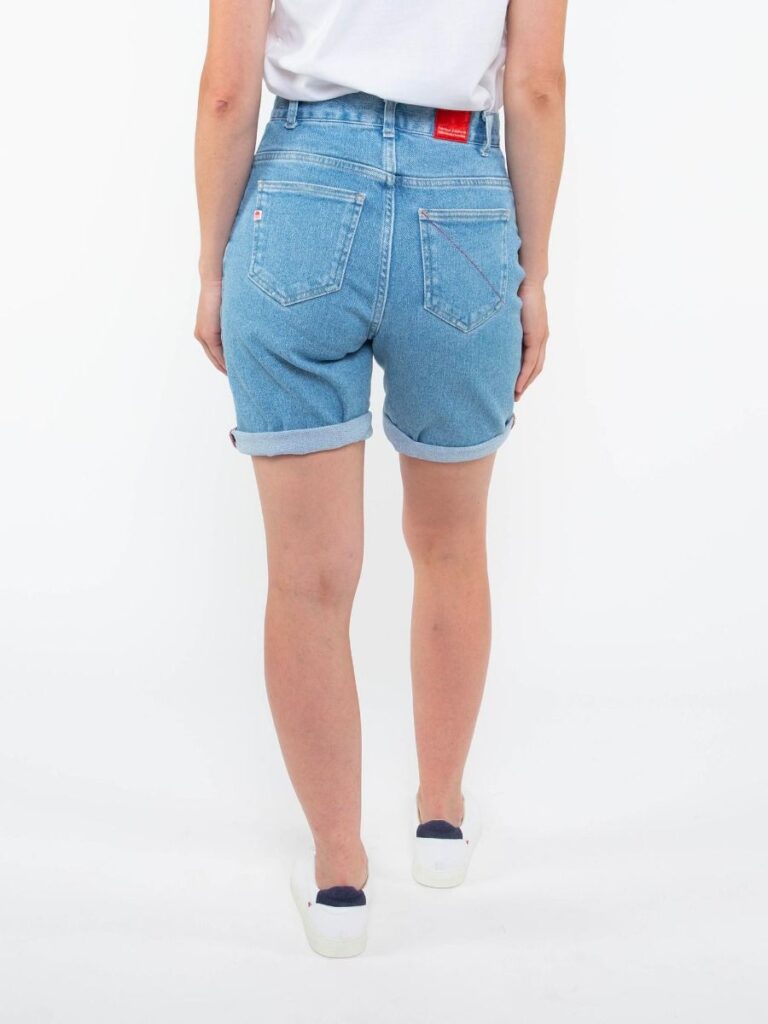 1083 - SHORT LONG 271H DROIT DELAVE taille haute coton bio indigo clair