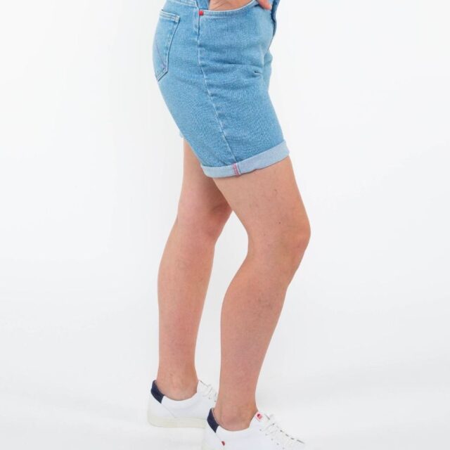 1083 - SHORT LONG 271H DROIT DELAVE taille haute coton bio indigo clair