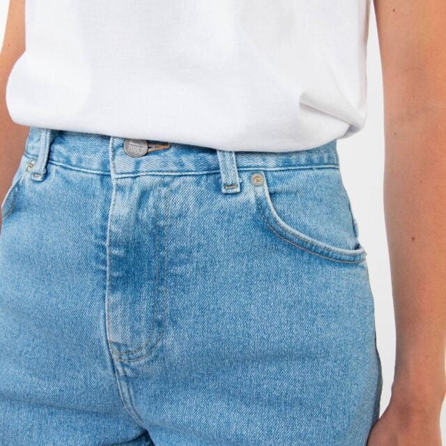 1083 - SHORT LONG 271H DROIT DELAVE taille haute coton bio indigo clair