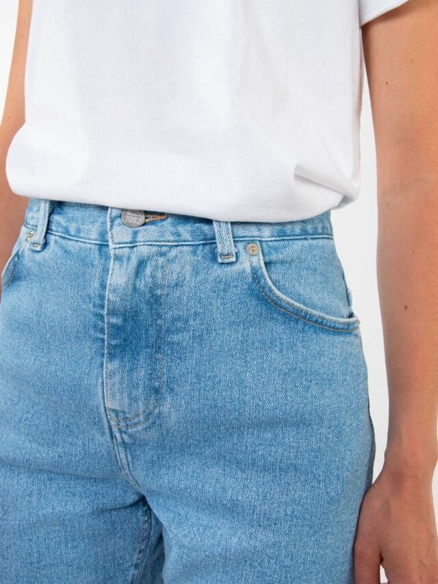 1083 - SHORT LONG 271H DROIT DELAVE taille haute coton bio indigo clair