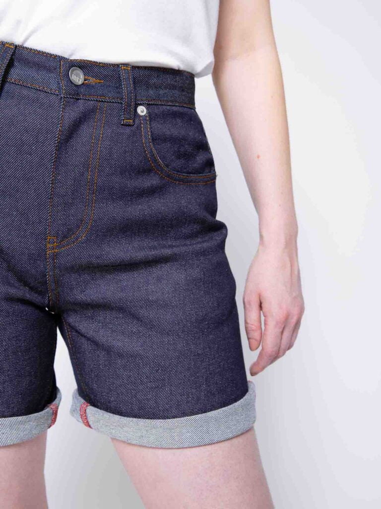 1083 - BERMUDA JEAN 271H DROIT taille haute coton bio indigo brut femme