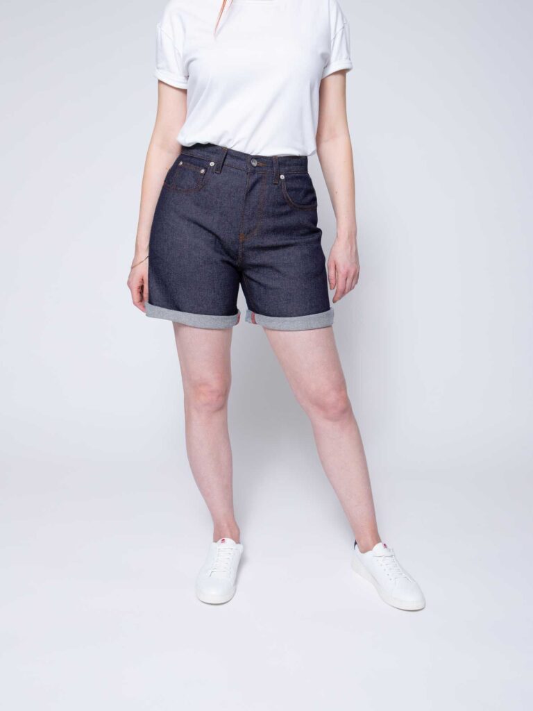 1083 - BERMUDA JEAN 271H DROIT taille haute coton bio indigo brut femme