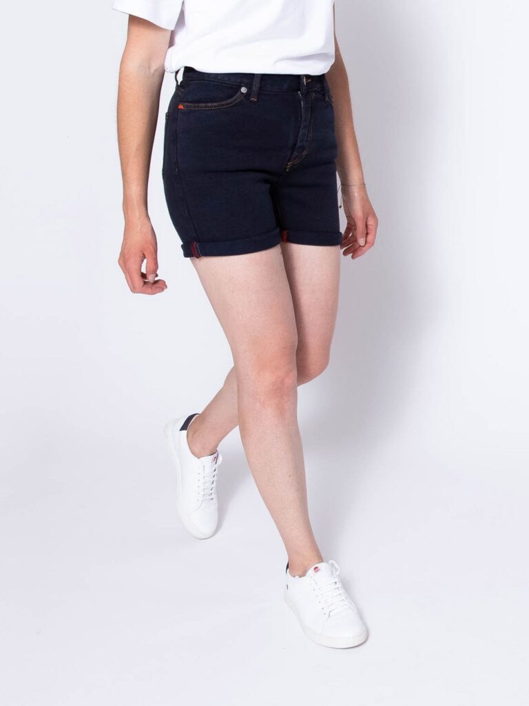 1083 - SHORT SLIM 274H COURT taille haute coton bio superdenim flex bleu nuit