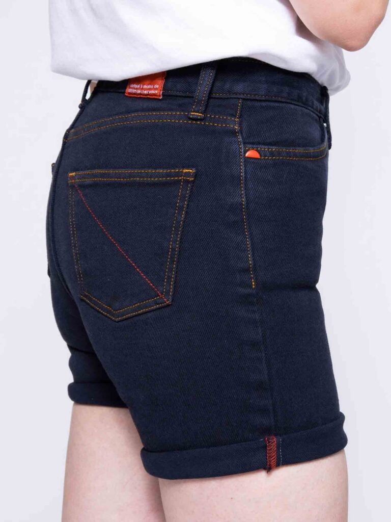 1083 - SHORT SLIM 274H COURT taille haute coton bio superdenim flex bleu nuit