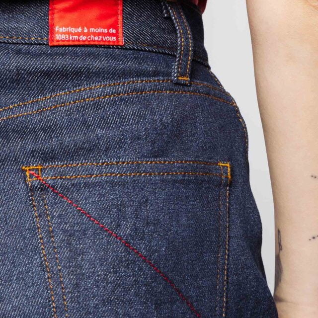 1083 - SHORT JEANS 276H LARGE taille haute coton bio indigo brut