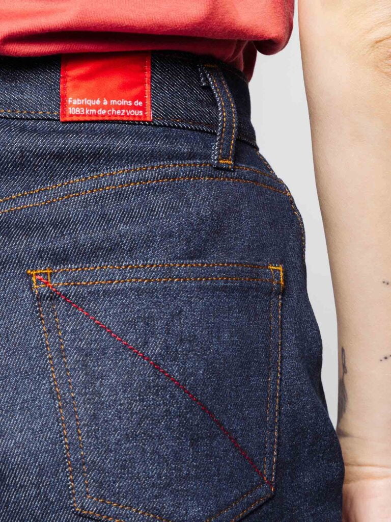 1083 - SHORT JEANS 276H LARGE taille haute coton bio indigo brut