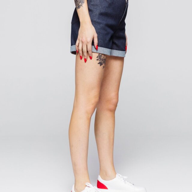 1083 - SHORT JEANS 276H LARGE taille haute coton bio indigo brut