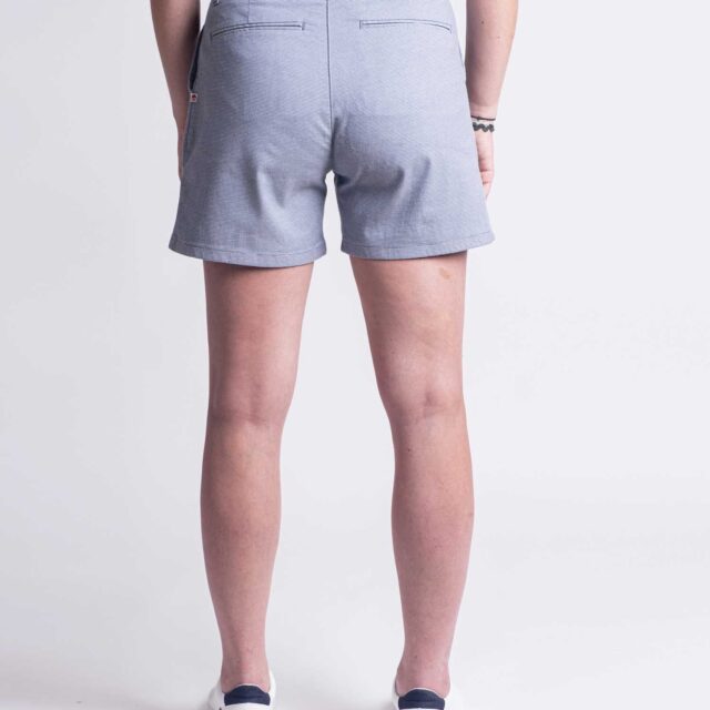 1083 - SHORT PINCE 278H LARGE taille haute coton bio pique flex bleu Femme