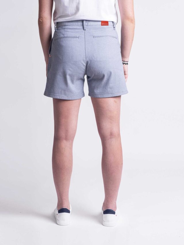 1083 - SHORT PINCE 278H LARGE taille haute coton bio pique flex bleu Femme