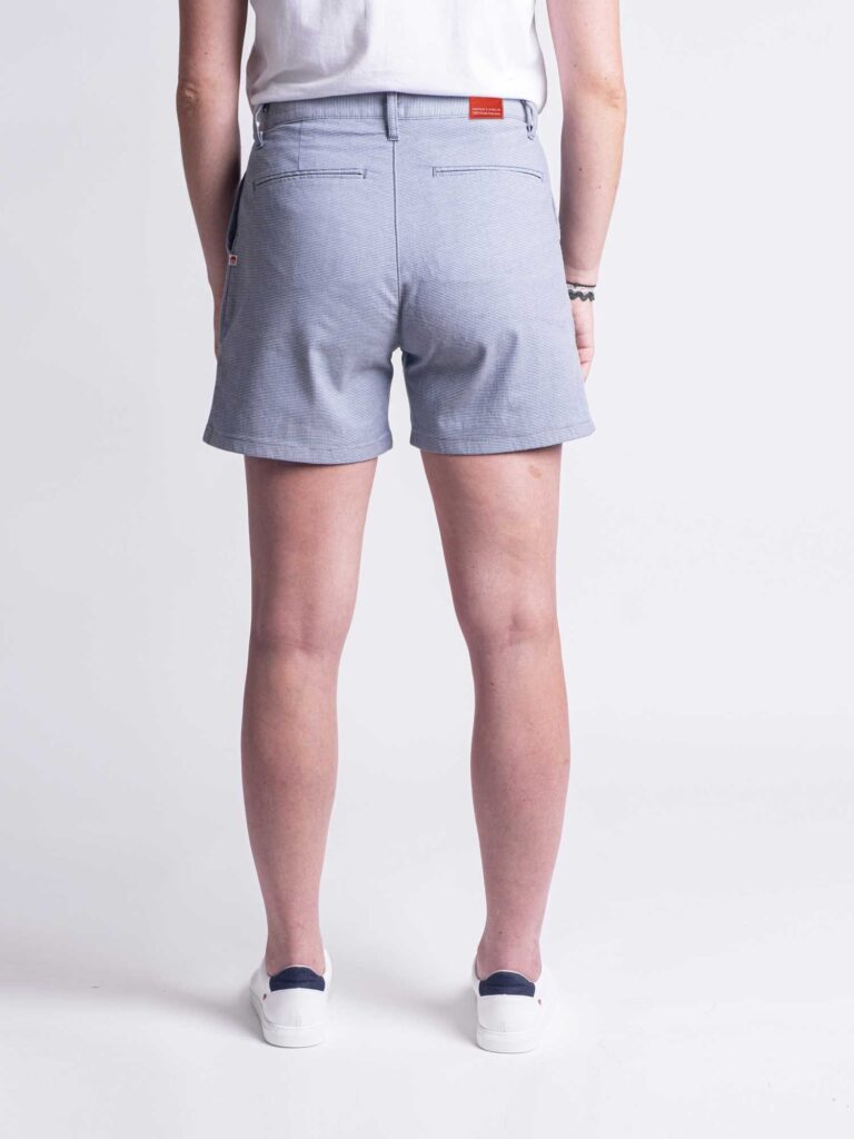 1083 - SHORT PINCE 278H LARGE taille haute coton bio pique flex bleu Femme
