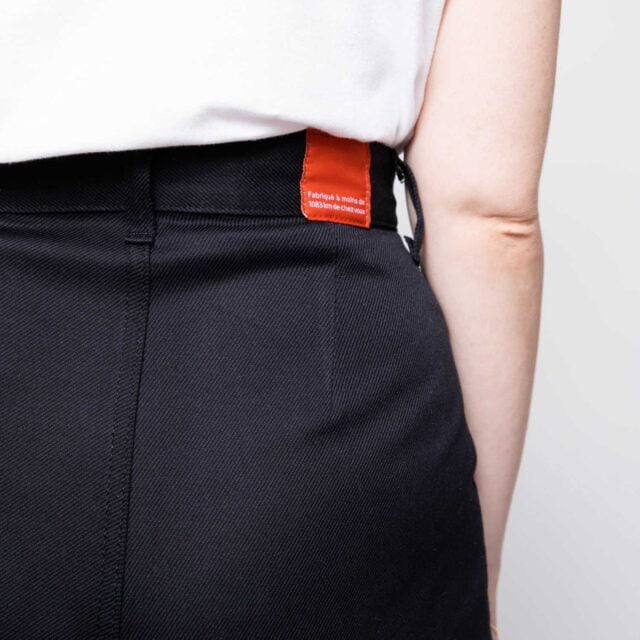 1083 - SHORT PINCE 278H LARGE taille haute coton bio denimoriginal uni noir