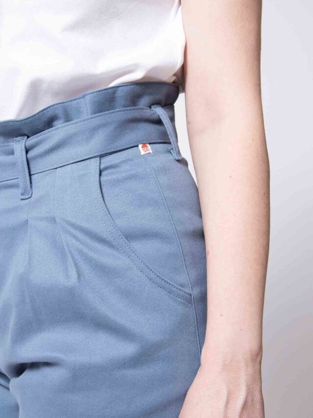 1083 - SHORT NOUE 279H LARGE taille haute coton bio bleu horizon