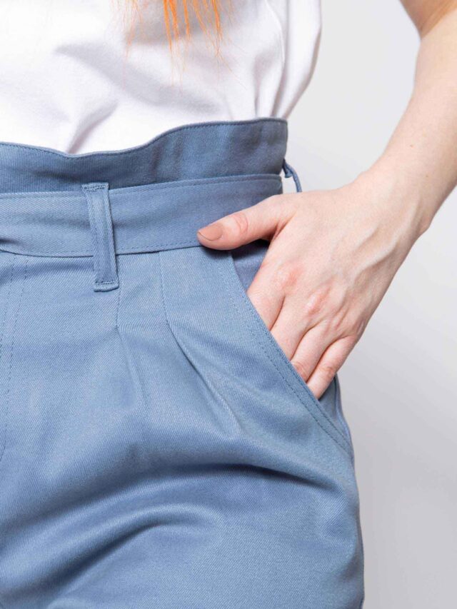 1083 - SHORT NOUE 279H LARGE taille haute coton bio bleu horizon