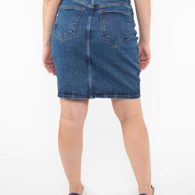 1083 - JUPE DROITE 291H DELAVE taille haute coton bio indigo ocean