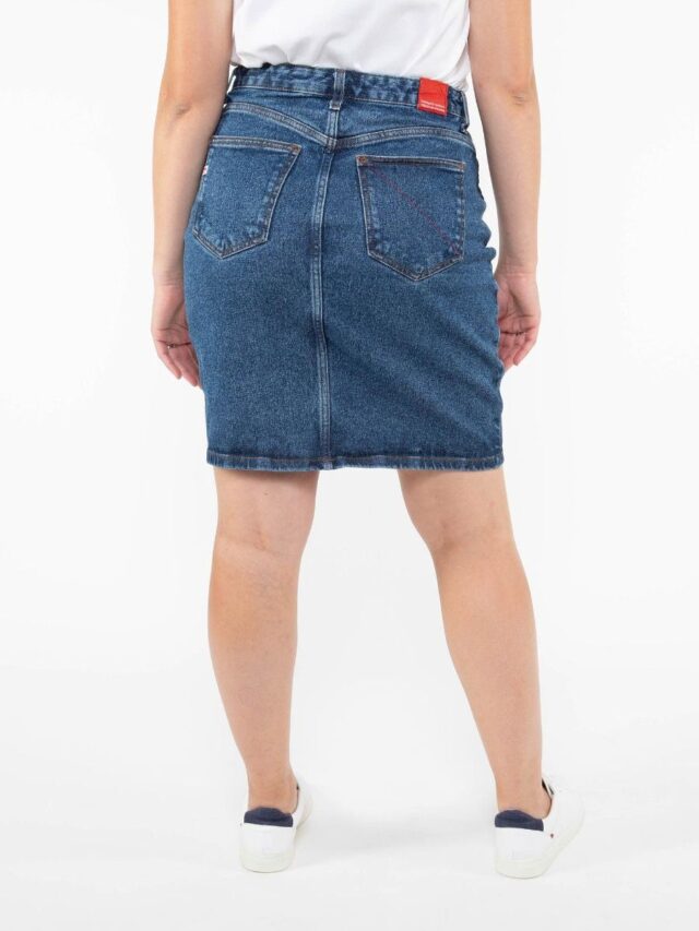 1083 - JUPE DROITE 291H DELAVE taille haute coton bio indigo ocean