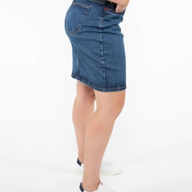 1083 - JUPE DROITE 291H DELAVE taille haute coton bio indigo ocean