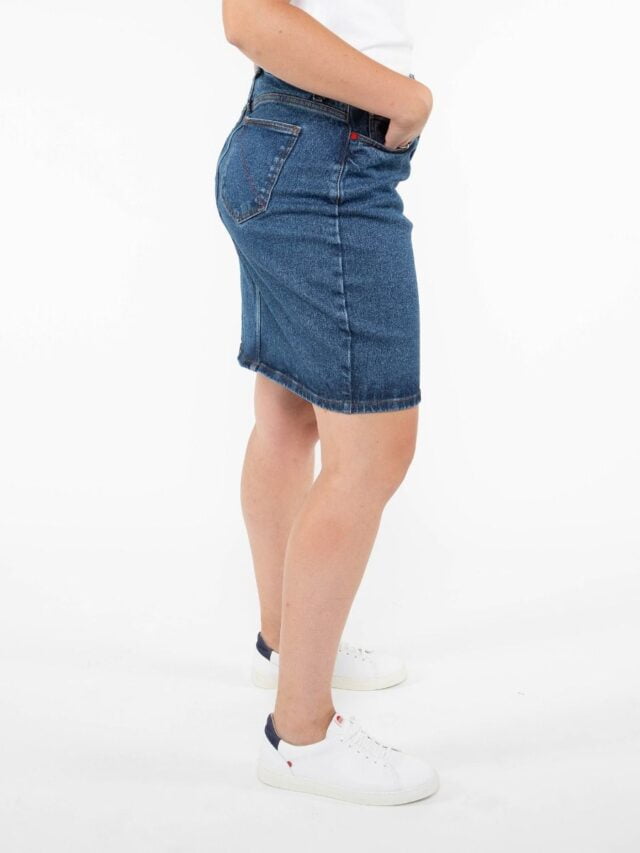 1083 - JUPE DROITE 291H DELAVE taille haute coton bio indigo ocean