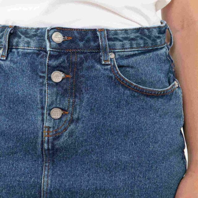 1083 - JUPE DROITE 291H DELAVE taille haute coton bio indigo ocean