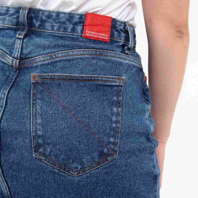 1083 - JUPE DROITE 291H DELAVE taille haute coton bio indigo ocean