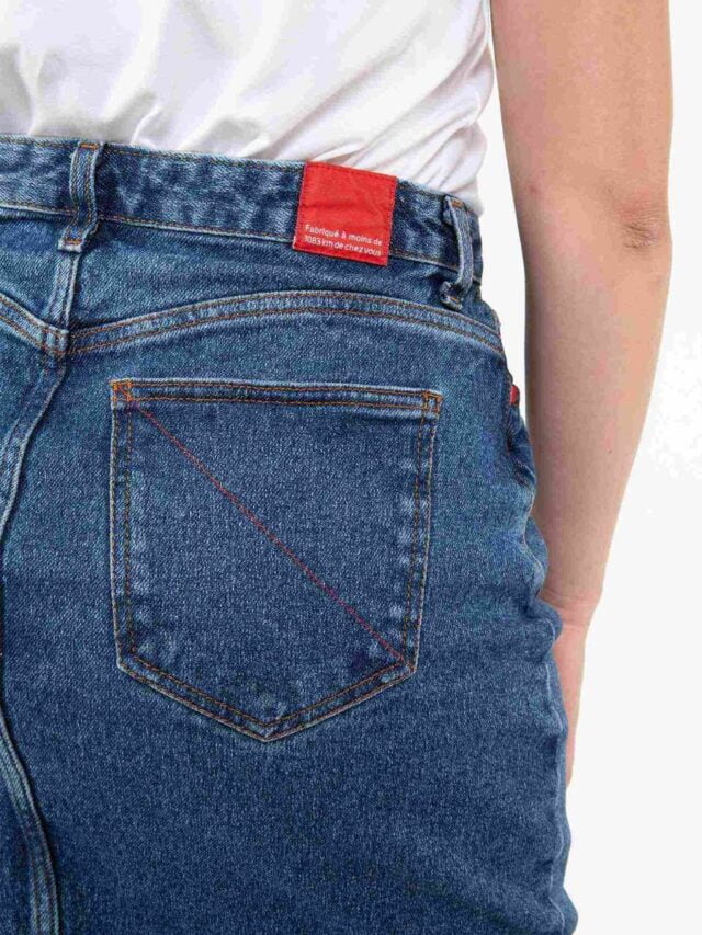 1083 - JUPE DROITE 291H DELAVE taille haute coton bio indigo ocean