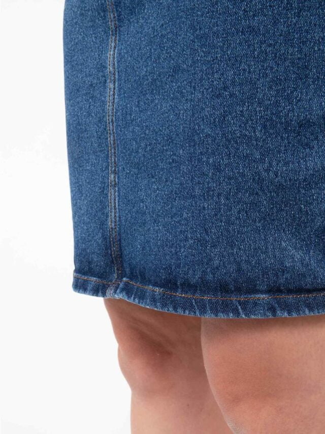 1083 - JUPE DROITE 291H DELAVE taille haute coton bio indigo ocean