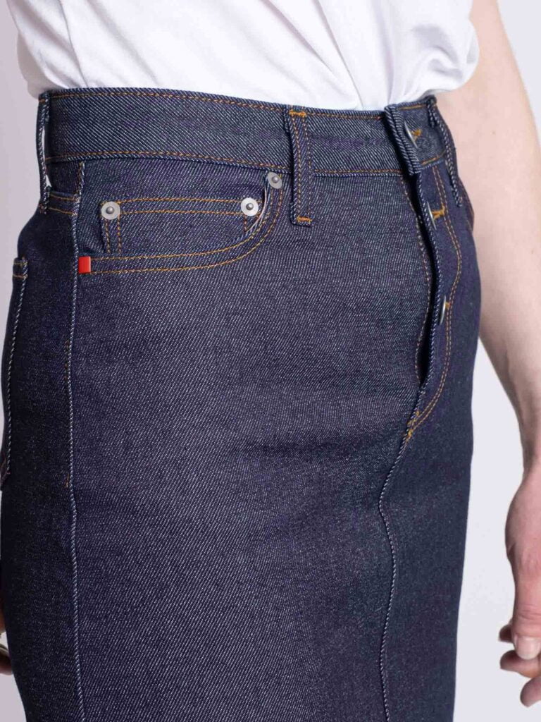 1083 - JUPE DROITE 291H taille haute coton bio superdenim flex indigo brut