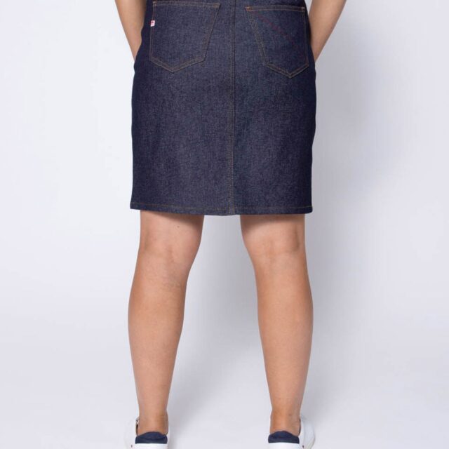 1083 - JUPE DROITE 291H ZIPEE taille haute coton bio indigo brut