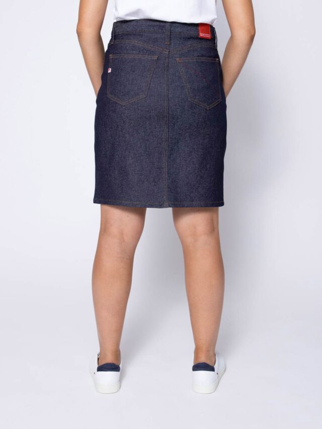 1083 - JUPE DROITE 291H ZIPEE taille haute coton bio indigo brut