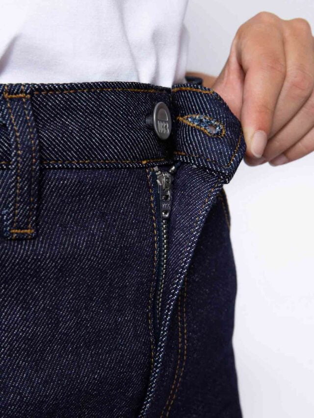 1083 - JUPE DROITE 291H ZIPEE taille haute coton bio indigo brut