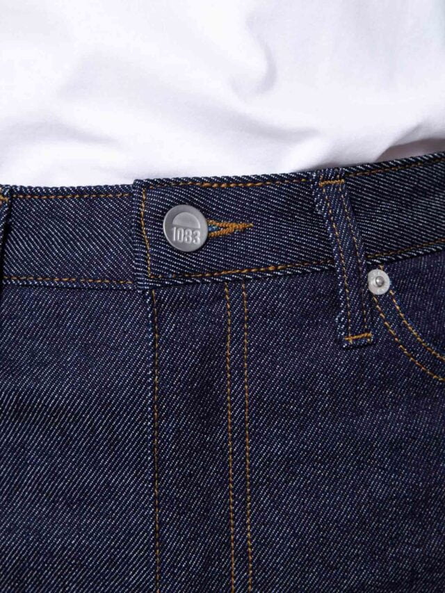 1083 - JUPE DROITE 291H ZIPEE taille haute coton bio indigo brut