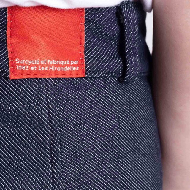 1083 - JUPE JEAN trapeze boutons 292H les hirondelles surcyclee