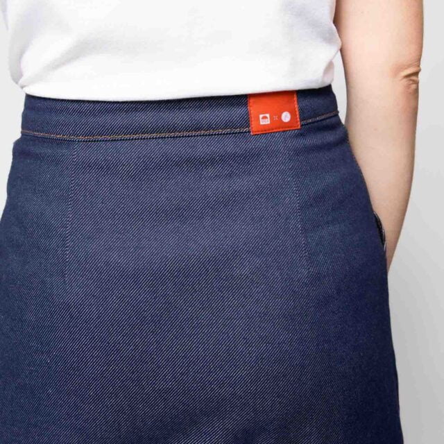 1083 - JUPE MIDI EVASEE 293N LES JUPONS DE LOUISON coton bio bleu