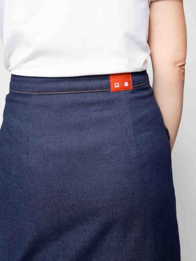 1083 - JUPE MIDI EVASEE 293N LES JUPONS DE LOUISON coton bio bleu