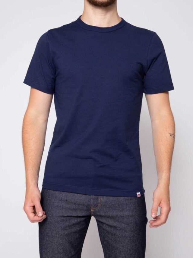 1083 - T-SHIRT DROIT 304 UNI coton bio bleu marine Homme