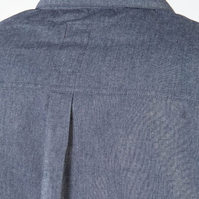 1083 - CHEMISE DROITE 370 BLANC DES VOSGES  coton bio uni bleu gris