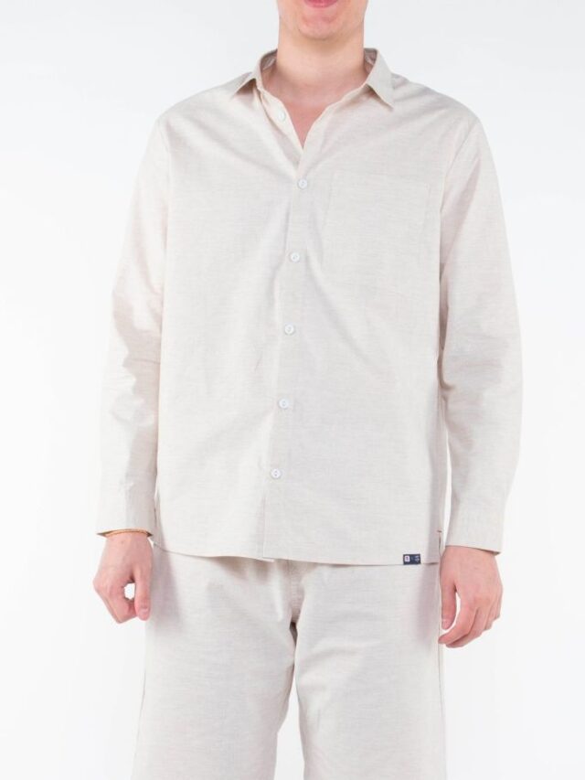 1083 - CHEMISE DROITE 370 BLANC DES VOSGES  coton bio uni naturel