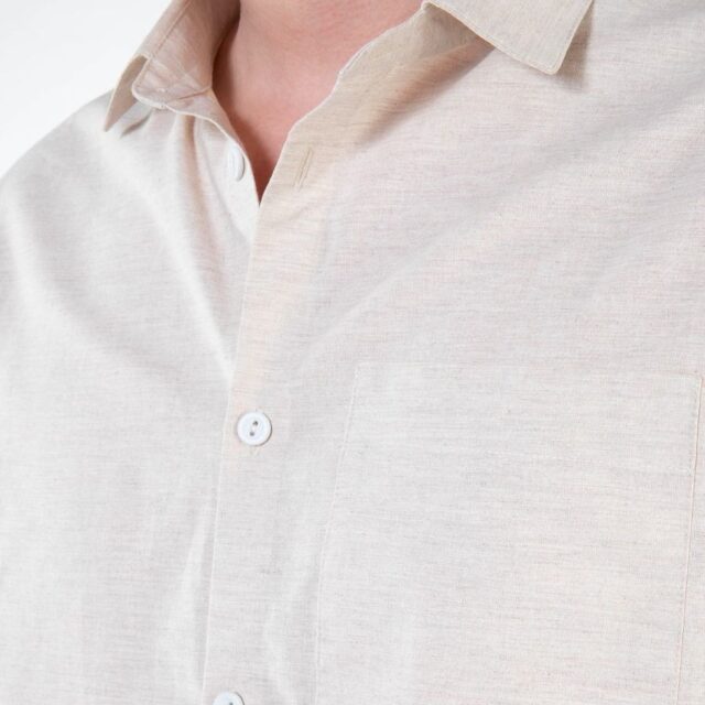 1083 - CHEMISE DROITE 370 BLANC DES VOSGES  coton bio uni naturel