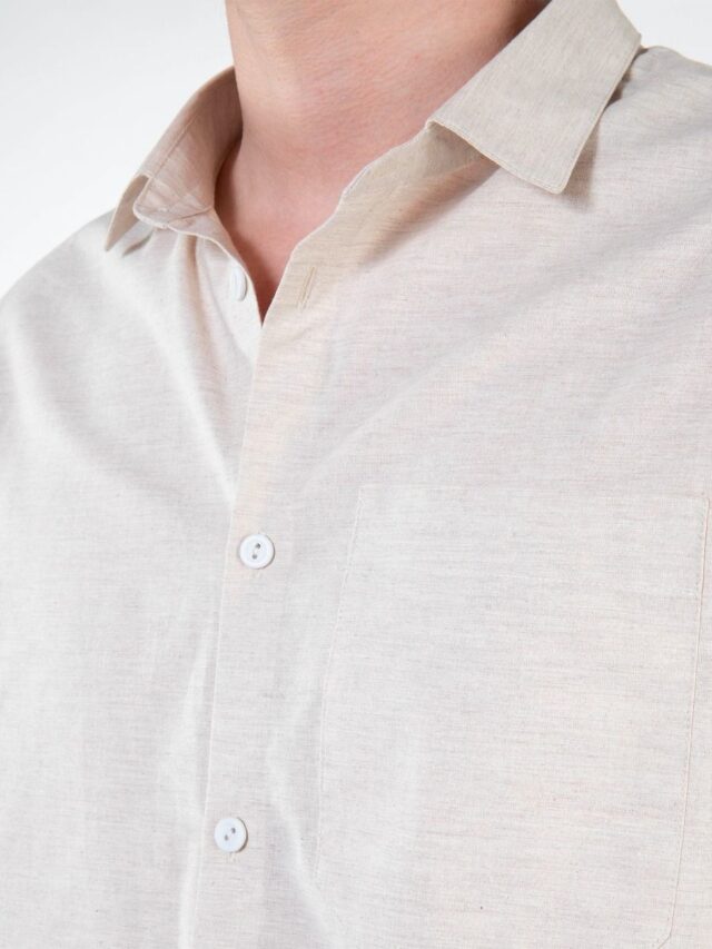 1083 - CHEMISE DROITE 370 BLANC DES VOSGES  coton bio uni naturel