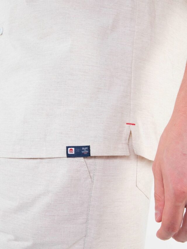 1083 - CHEMISE DROITE 370 BLANC DES VOSGES  coton bio uni naturel