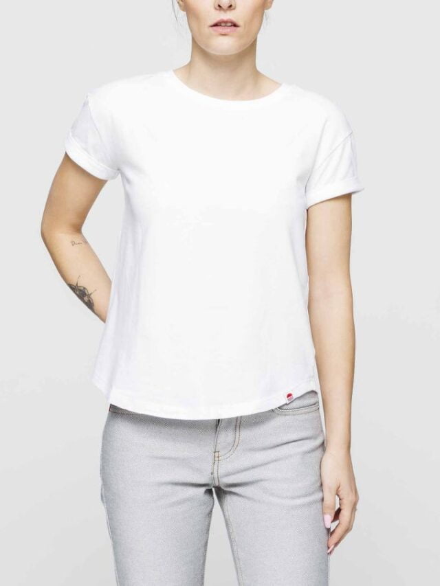 403 x00 00co1el0xxx blanc 01 1083 - T-SHIRT COL ROND 403 UNI coton bio blanc Femme