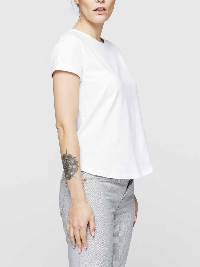1083 - T-SHIRT COL ROND 403 UNI coton bio blanc Femme