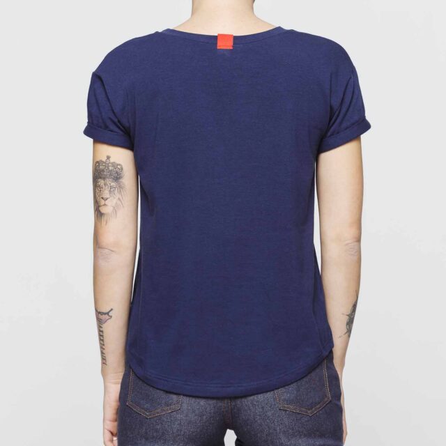 1083 - T-SHIRT COL ROND 403 UNI coton bio bleu marine Femme