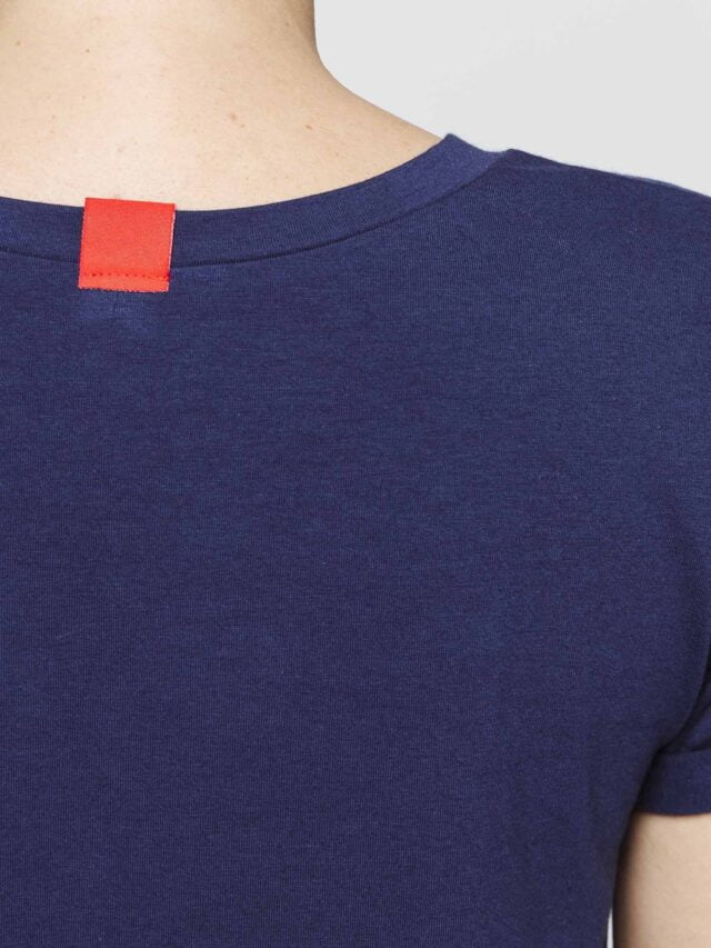 1083 - T-SHIRT COL ROND 403 UNI coton bio bleu marine Femme