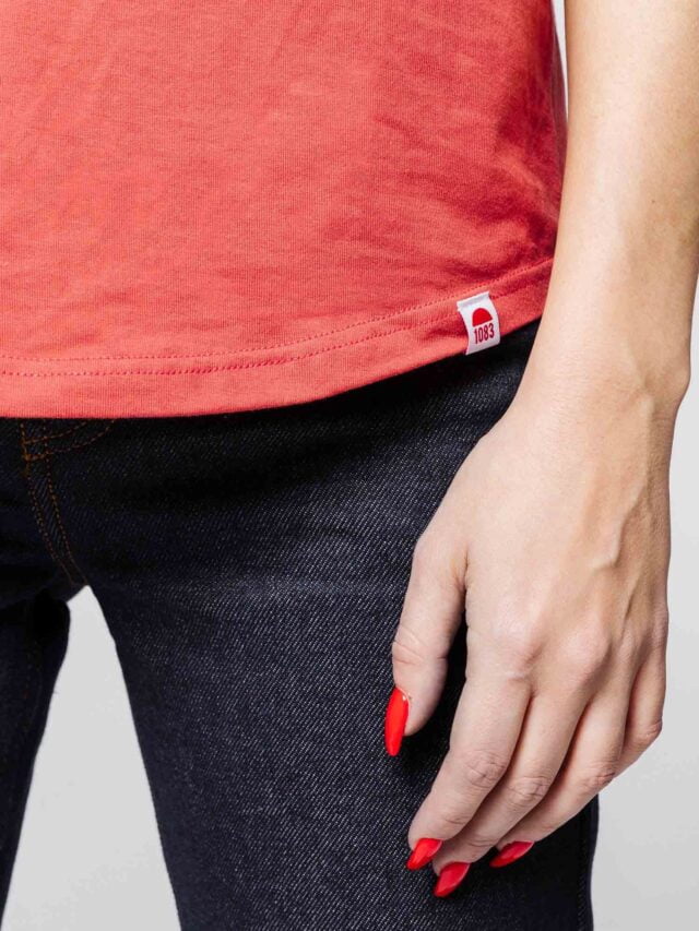 1083 - T-SHIRT COL ROND 403 UNI coton bio brique Femme